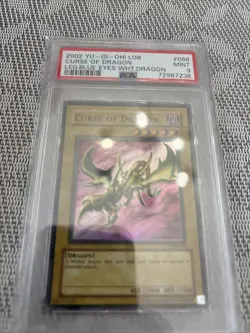 2002 YU-GI-OH! LOB-LEGEND OF BLUE EYES WHITE DRAGON #066 CURSE OF DRAGON PSA 9 - Image 3