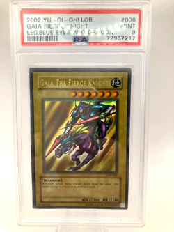 2002 Yu-Gi-Oh! LOB Legend Blue Eyes White Dragon #006 Gaia Fierce Knight PSA 9 - Image 1