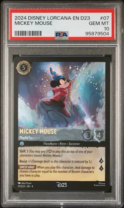 Ravensburger Lorcana Mickey Mouse - Playful Sorcerer D23 Holo #7 PSA 10 EN - Image 1