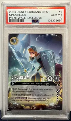 DISNEY LORCANA EN C1-LORCANA CHALLENGE PROMO #3 CINDERELLA - STOUTHEARTED PSA 10 - Image 1