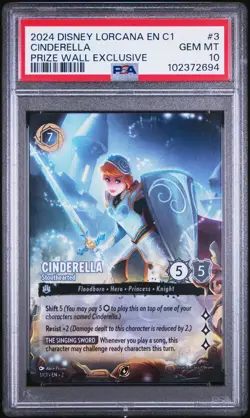 DISNEY LORCANA EN C1-LORCANA CHALLENGE PROMO #3 CINDERELLA - STOUTHEARTED PSA 10 - Image 3