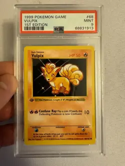 1999 Pokemon - 1st Edition Shadowless Vulpix Base Set 68/102 - PSA 9 Mint! WOTC - Image 1