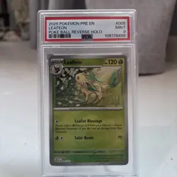 Pokemon Leafeon 005/131 Poke Ball Reverse Holo Prismatic Evolutions - PSA 9 - Image 1