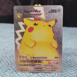2020 Pokemon Pikachu VMAX Gold Fan Art Foil 44/185 Heavily Played - Image 1