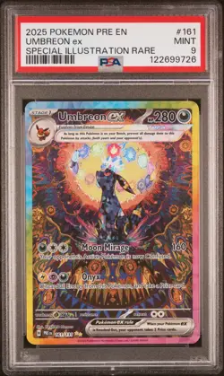 2025 Pokemon Prismatic Evolutions Umbreon EX 161 Special Illustration Rare PSA 9 - Image 1
