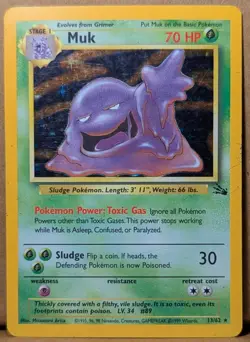 Pokemon 1999 Fossil Unlimited Muk Holo Rare 13/62 MP - Image 1