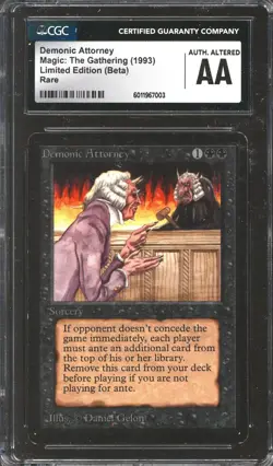Magic MTG Beta Demonic Attorney CGC AA INKED LIGHTLY PLAYED LP INK - Image 1