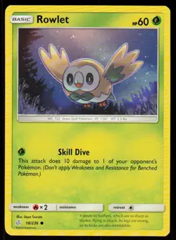 Rowlet 18/236 Common Cosmic Eclipse Pokemon Near Mint - Image 1