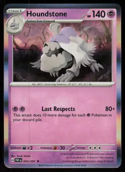 Houndstone 043/091 Rare Paldean Fates Pokemon Holo Near Mint - Image 1