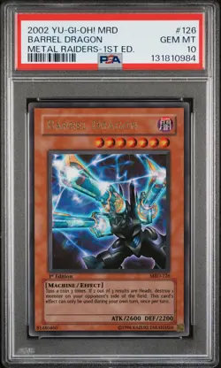 2002 YU-GI-OH! MRD-METAL RAIDERS 1ST EDITION #126 BARREL DRAGON PSA 10 - Image 1