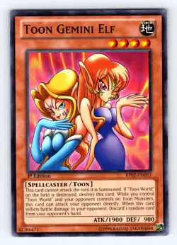 Yugioh Toon Gemini Elf BP02-EN033 Common - NM 💎 - Image 1