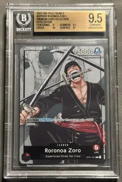 2022 One Piece Roronoa Zoro Premium Card Collection 25th Anniversary BGS 9.5 - Image 1