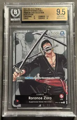 2022 One Piece Roronoa Zoro Premium Card Collection 25th Anniversary BGS 9.5 - Image 2