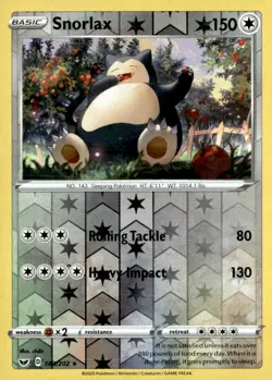 Snorlax Rare Reverse Holo SWSH01: Sword & Shield Base Set 140/202 Pokemon TCG - Image 1