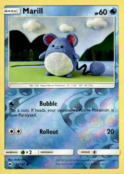 Marill Common Reverse Holo SM - Burning Shadows 34/147 Pokemon TCG - Image 1