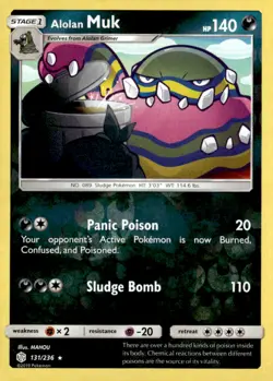 Alolan Muk Rare Reverse Holo SM - Cosmic Eclipse 131/236 Pokemon TCG - Image 1