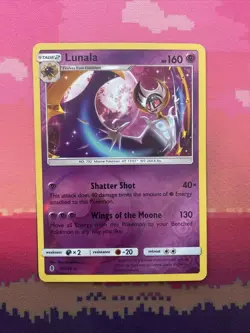 Pokemon Card Lunala Guardians Rising Reverse Holo Rare 61/145 Near Mint - Image 1