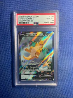 Pokemon TCG Dragonite v Evolving Skies Holo Full Art Card 191/203 PSA 10 - Image 1