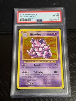 2016 Pokemon XY Evolutions Nidoking Holo 45/108 PSA 8 NM-MT - Image 1