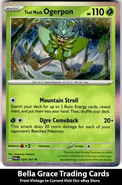 Teal Mask Ogerpon #024/167 SV06: Twilight Masquerade Pokemon Rare,Holo - Image 1