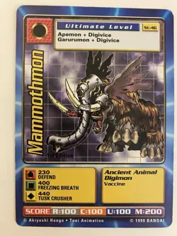 1st Edition Mammothmon St-46 DIGIMON CARD 1999 BANDAI - NM - Free Ship - Image 1