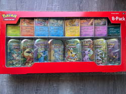 Pokemon TCG Prismatic Evolutions Costco 8 Mini-Tin Bundle + 8 Promo Cards SEALED - Image 1