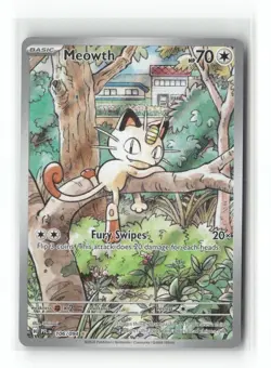 Pokemon TCG Phantasmal Flames #106/094 Meowth Illustration Rare - Image 1