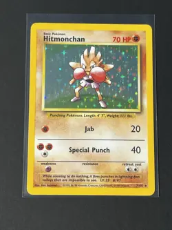 Hitmonchan 7/102 Base Set - Holo Pokemon Card - HP - Image 1