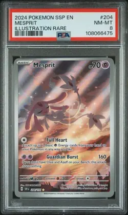 2024 Pokemon SSP EN Mesprit ILLUSTRATION RARE FULL ART 204/191 PSA 8 NM-MT - Image 1