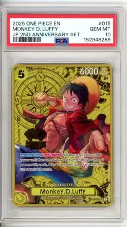 Monkey D Luffy 2025 One Piece En Jp 2nd Anniversary Set #015 PSA 10 - Image 1
