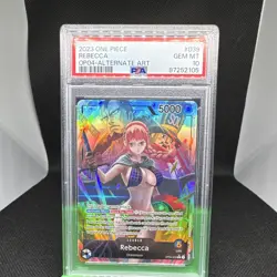 Bandai Rebecca OP04-039 Kingdoms of Intrigue Foil Alt Art Leader 5000 Eng PSA 10 - Image 2