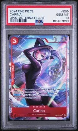 2024 ONE PIECE OP07-500 YEARS IN THE FUTURE ALTERNATE ART #005 CARINA PSA 10 - Image 1