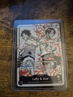 2026 One Piece ST30-001 Luffy & Ace leader Alternate Art B&W ENGLISH in hand - Image 1