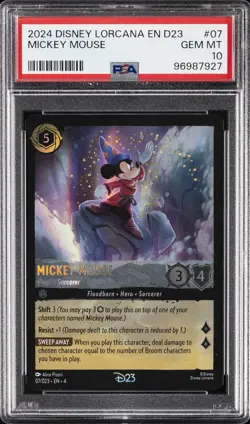 2024 DISNEY LORCANA EN D23-D23 EXPO PROMO MICKEY MOUSE - PLAYFUL SORCERER PSA 10 - Image 1