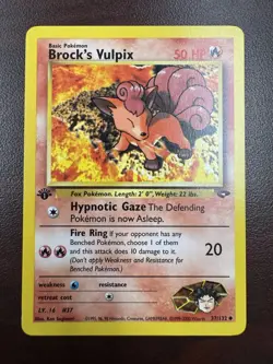 Pokemon Card - Brock's Vulpix 1st Edition Gym Challenge 37/132 LP - Image 1