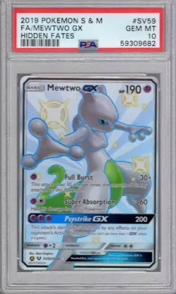 Pokemon Sun & Moon Hidden Fates Shiny Vault Card SV59 Mewtwo PSA 10 - Image 1