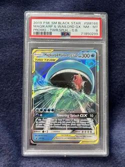 PSA 8 Magikarp & Wailord Gx #SM166 2019 Pokemon Sm Black Star Promo - Image 1