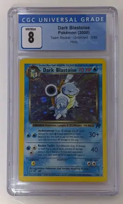 Dark Blastoise Pokemon (2000) Team Rocket - Unlimited CGC 8 Holo - Image 1