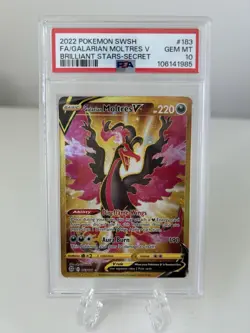 2022 Pokemon SWSH Galarian Moltres V Brilliant Stars FA #183 PSA 10 - Image 1