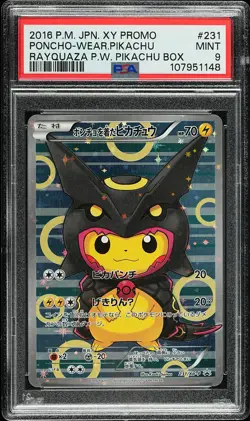 2016 POKEMON JAPANESE XY PROMO #231 PONCHO-WEARING PIKACHU PSA 9 - Image 1
