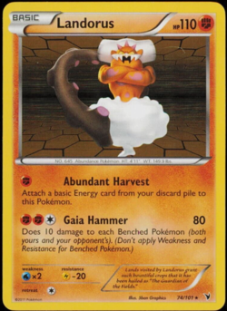 Pokemon - Landorus - 74/101 - Holo Rare - Noble Victories - NM/M - Image 1