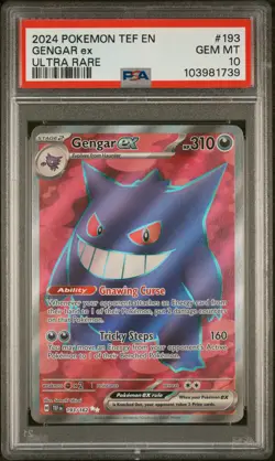2024 POKEMON TEF EN-TEMPORAL FORCES ULTRA RARE #193 GENGAR EX PSA 10 - Image 1