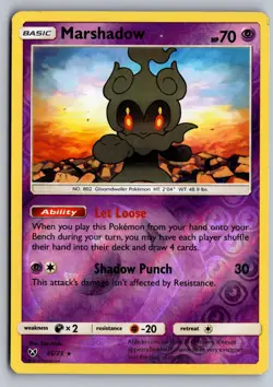 Marshadow 45/73 Holo Rare Shining Legends Pokemon Reverse Holo Lightly Played - Image 1