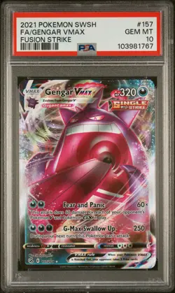 2021 POKEMON SWORD & SHIELD FUSION STRIKE #157 FULL ART/GENGAR VMAX PSA 10 - Image 1
