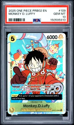 One Piece PRB02 Premium Booster Best Vol.2 Monkey D Luffy #OP07-109 SR PSA 10 - Image 1