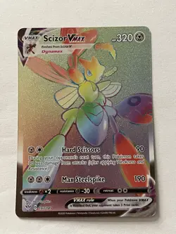 Pokemon TCG Scizor VMAX Darkness Ablaze Rainbow Rare Card 193/189 - Image 1