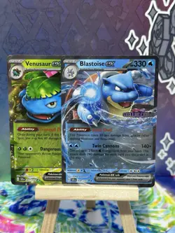 Blastoise Ex 030/142 + Venusaur Ex 001/142 Sv07: Stellar Crown Stamped Promo - Image 1