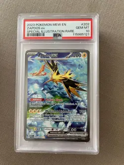 Zapdos EX 202/165 Scarlet & Violet 151 Special Illustration Rare Pokemon PSA 10 - Image 1