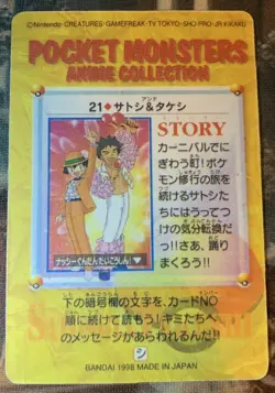 Pocket Monster Anime- Pikachu - Bandai Cardass Sticker Pokemon -Foil- 1998- 021 - Image 2