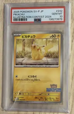 PIKACHU ILLUSTRATION CONTEST 2024 POKEMON JAPANESE SV-P PROMO 2024 242 PSA 10 - Image 1